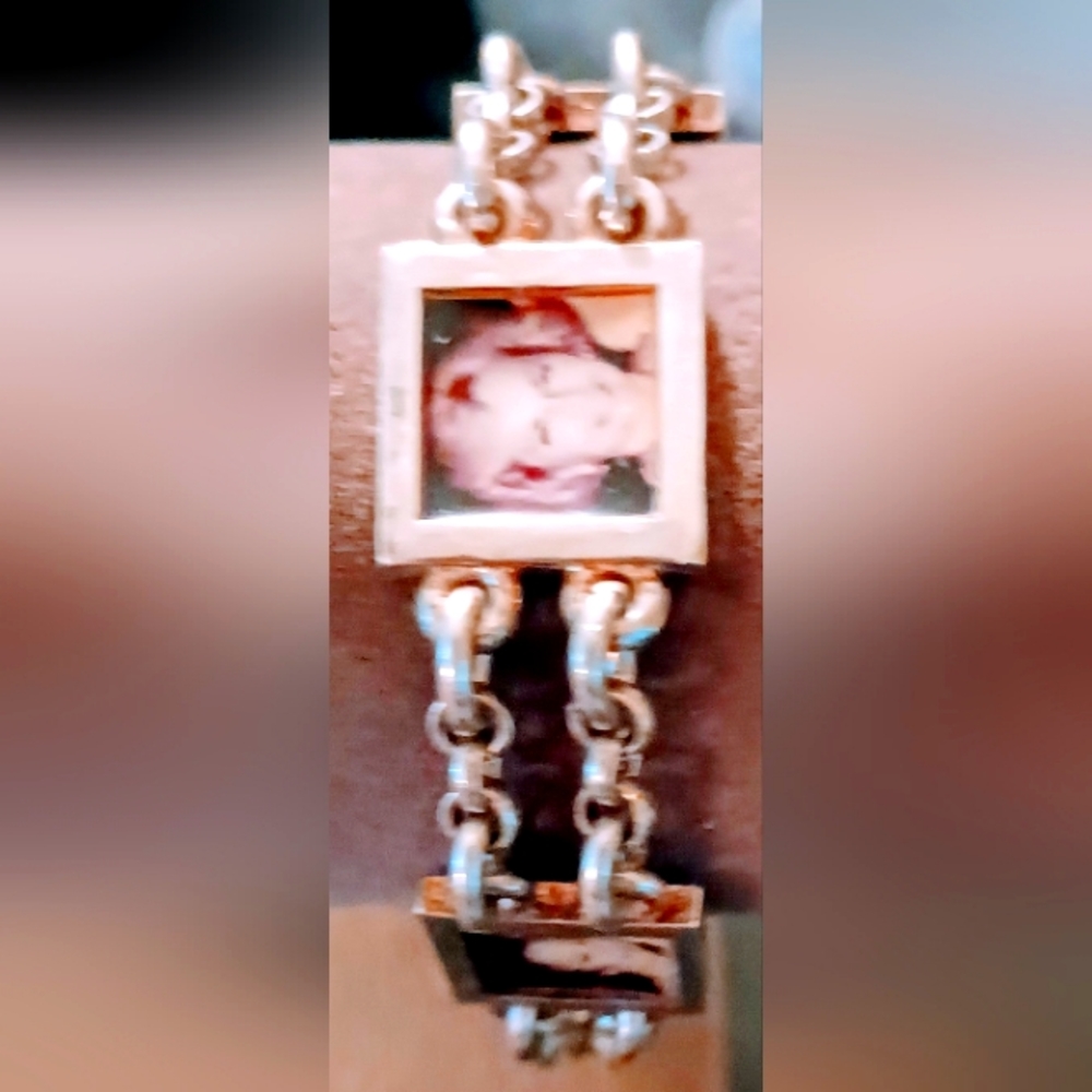 Vintage planet Jill Sterling Silver photo frame charm 7-8 in adjustable bracelet